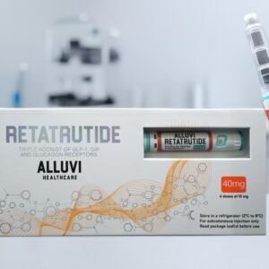 "Vial of ALLUVI Retatrutide 40mg peptide for research use