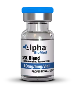 Alpha Biomed Tesamorelin Ipamorelin Blend vial with 10mg and 5mg peptide solution