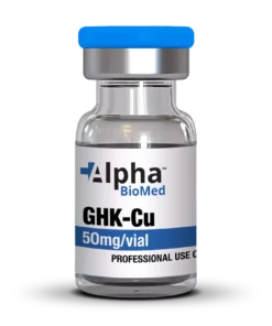 “Alpha BioMed GHK-Cu 50mg copper peptide vial for cosmetic research, professional-grade copper peptide -1 skincare ingredient.”