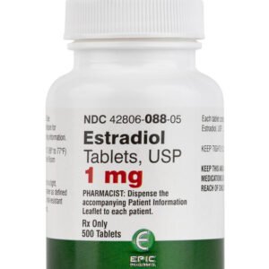 Estradiol Tablets USP 1 mg bottle – estrogen tablets for hormone replacement therapy