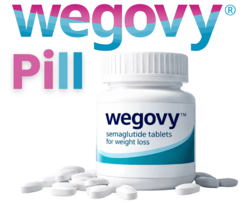 Image of Wegovy branded weight loss medication packaging by Novo Nordisk, highlighting injectable semaglutide treatment for obesity management.